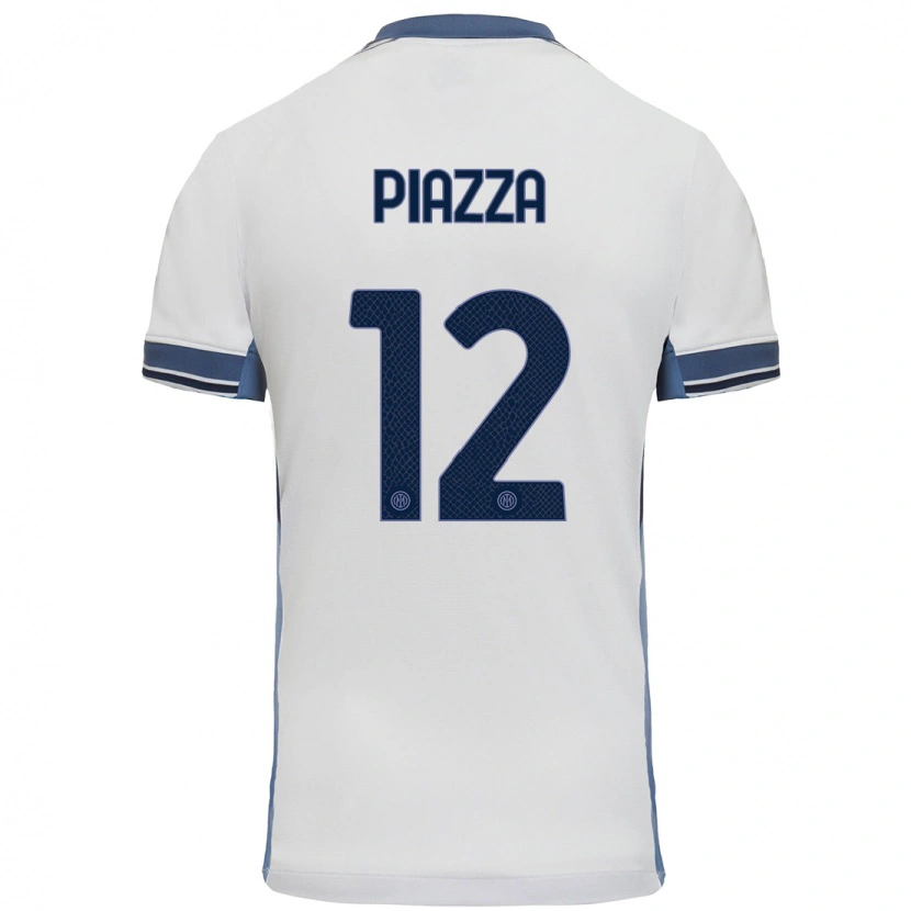 Danxen Niño Camiseta Alessia Piazza #12 Blanco Gris 2ª Equipación 2024/25 La Camisa México