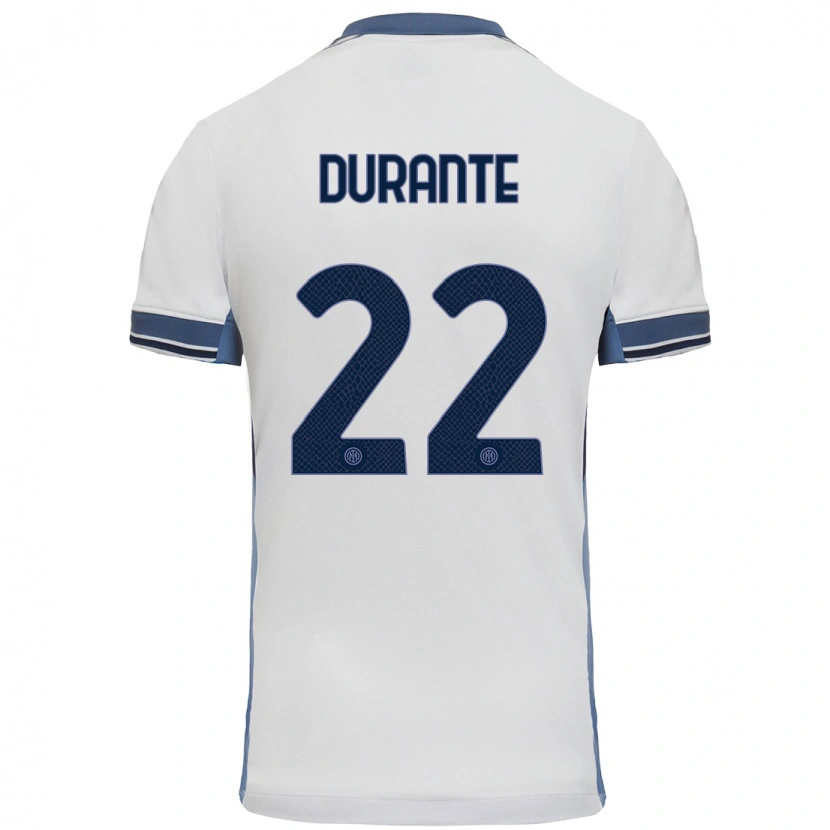 Danxen Niño Camiseta Francesca Durante #22 Blanco Gris 2ª Equipación 2024/25 La Camisa México
