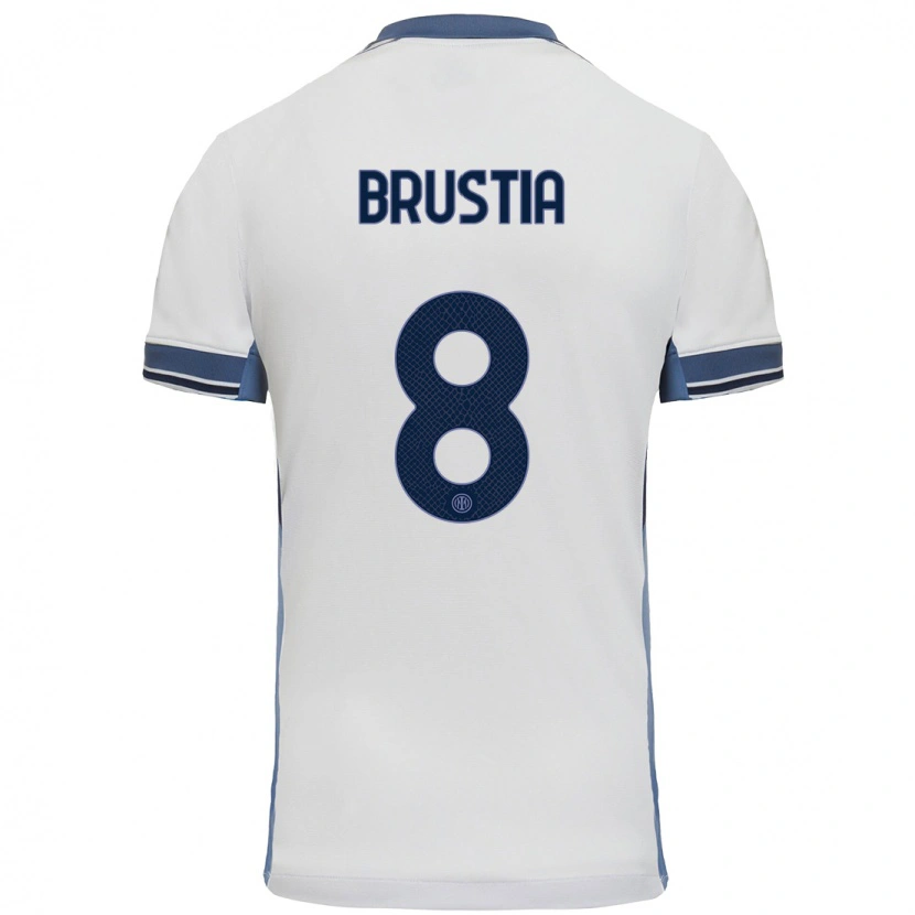 Danxen Niño Camiseta Martina Brustia #8 Blanco Gris 2ª Equipación 2024/25 La Camisa México