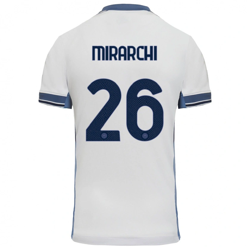 Danxen Niño Camiseta Mattia Mirarchi #26 Blanco Gris 2ª Equipación 2024/25 La Camisa México