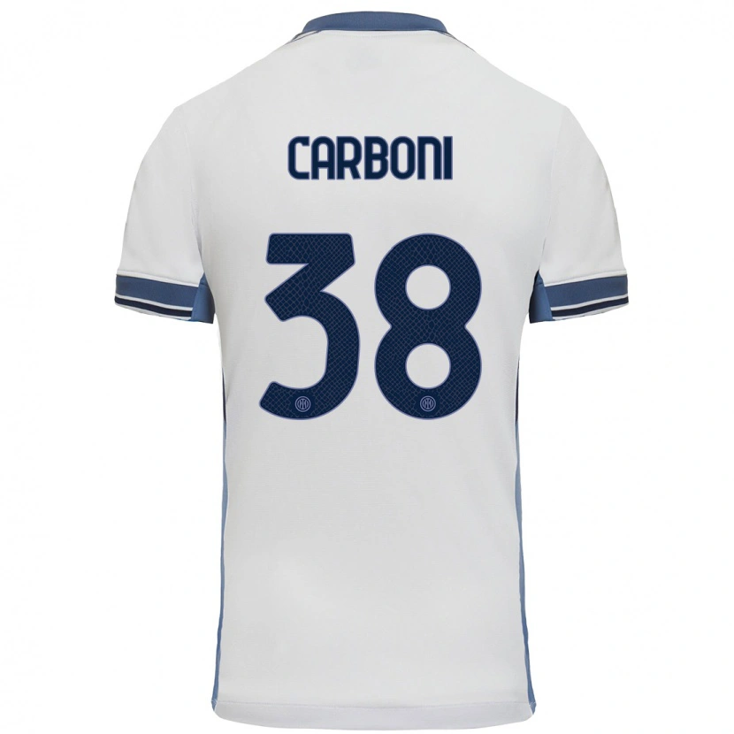 Danxen Niño Camiseta Valentin Carboni #38 Blanco Gris 2ª Equipación 2024/25 La Camisa México