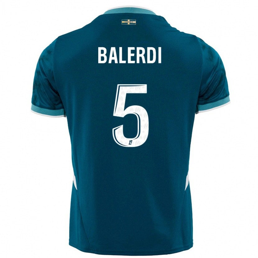 Danxen Niño Camiseta Leonardo Balerdi #5 Azul Turquesa 2ª Equipación 2024/25 La Camisa México