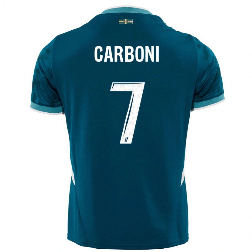 Danxen Niño Camiseta Valentín Carboni #7 Azul Turquesa 2ª Equipación 2024/25 La Camisa México