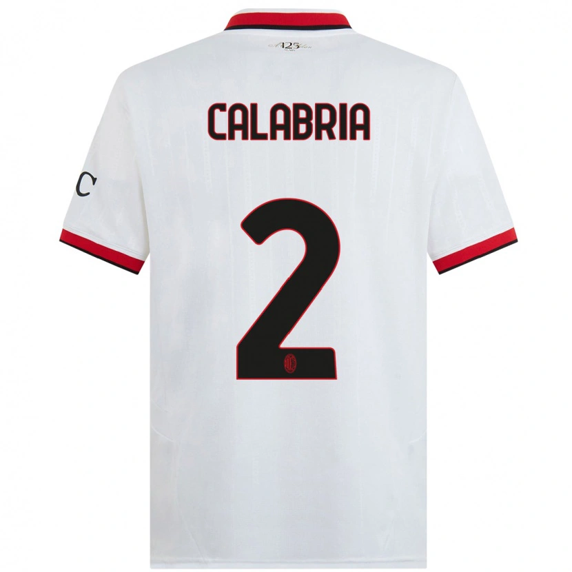 Danxen Niño Camiseta Davide Calabria #2 Blanco Negro Rojo 2ª Equipación 2024/25 La Camisa México