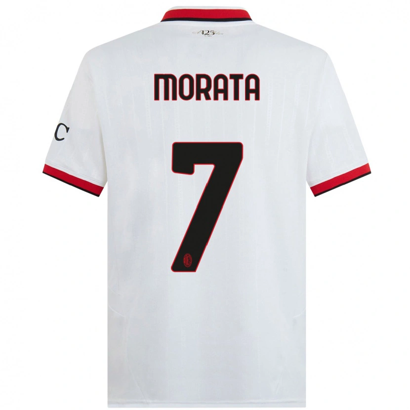 Danxen Niño Camiseta Álvaro Morata #7 Blanco Negro Rojo 2ª Equipación 2024/25 La Camisa México