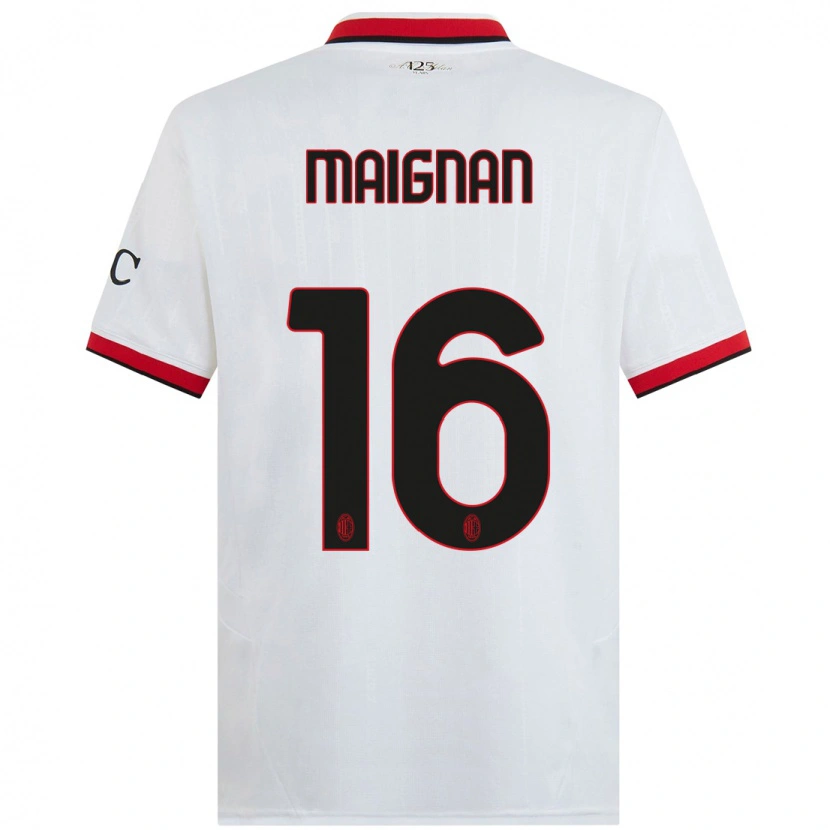 Danxen Niño Camiseta Mike Maignan #16 Blanco Negro Rojo 2ª Equipación 2024/25 La Camisa México