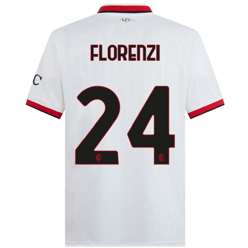 Danxen Niño Camiseta Alessandro Florenzi #24 Blanco Negro Rojo 2ª Equipación 2024/25 La Camisa México