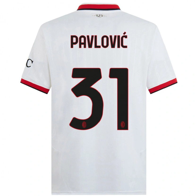 Danxen Niño Camiseta Strahinja Pavlović #31 Blanco Negro Rojo 2ª Equipación 2024/25 La Camisa México