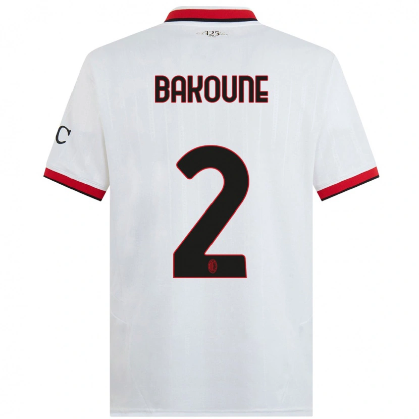 Danxen Niño Camiseta Adam Bakoune #2 Blanco Negro Rojo 2ª Equipación 2024/25 La Camisa México