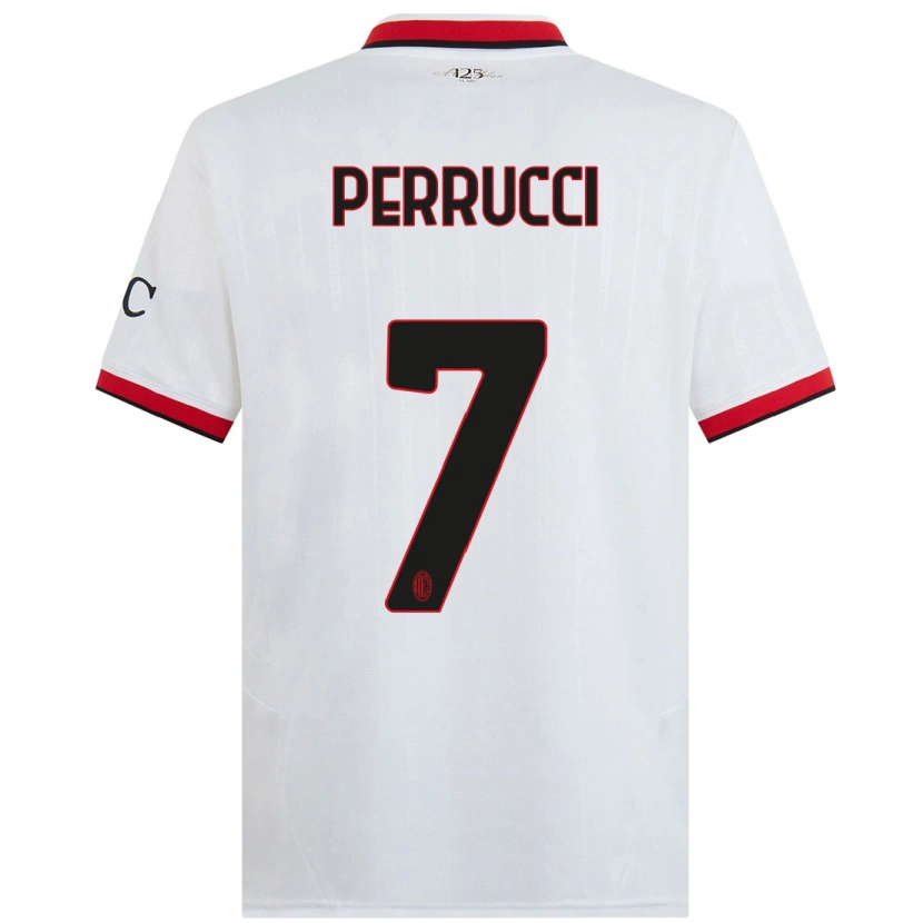 Danxen Niño Camiseta Vincenzo Perrucci #7 Blanco Negro Rojo 2ª Equipación 2024/25 La Camisa México