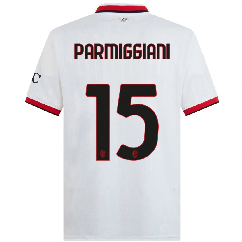 Danxen Niño Camiseta Pietro Parmiggiani #15 Blanco Negro Rojo 2ª Equipación 2024/25 La Camisa México