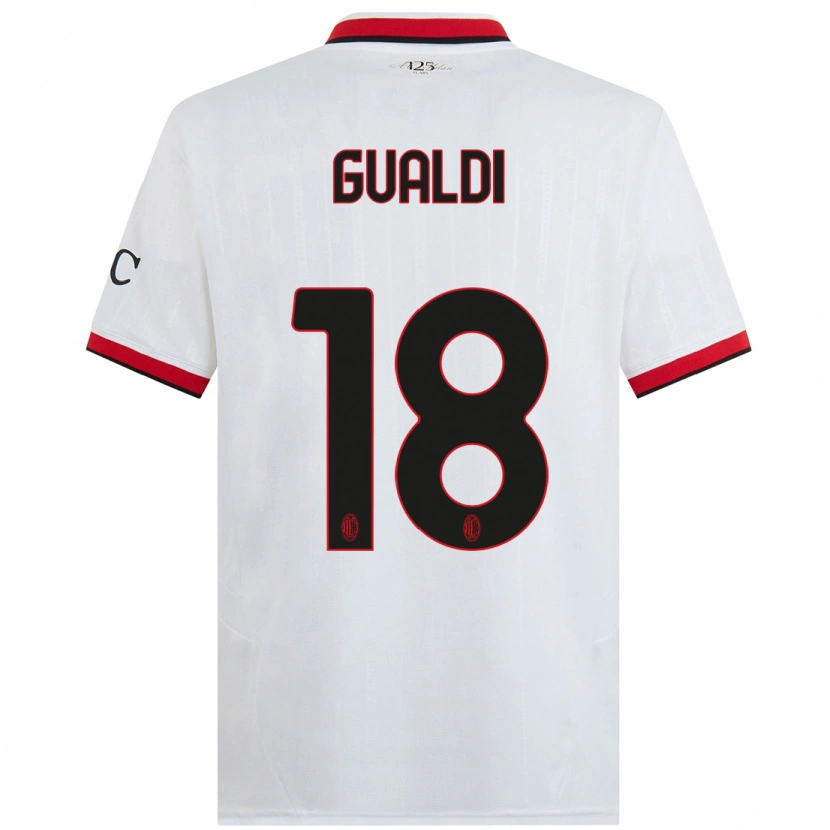 Danxen Niño Camiseta Andrea Gualdi #18 Blanco Negro Rojo 2ª Equipación 2024/25 La Camisa México