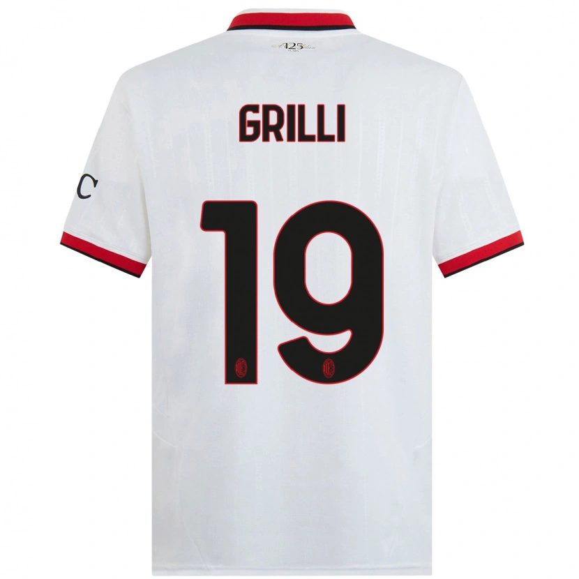 Danxen Niño Camiseta Lorenzo Grilli #19 Blanco Negro Rojo 2ª Equipación 2024/25 La Camisa México