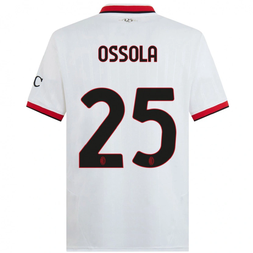 Danxen Niño Camiseta Lorenzo Ossola #25 Blanco Negro Rojo 2ª Equipación 2024/25 La Camisa México