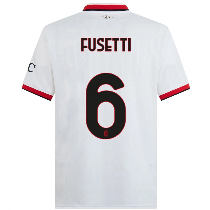 Danxen Niño Camiseta Laura Fusetti #6 Blanco Negro Rojo 2ª Equipación 2024/25 La Camisa México