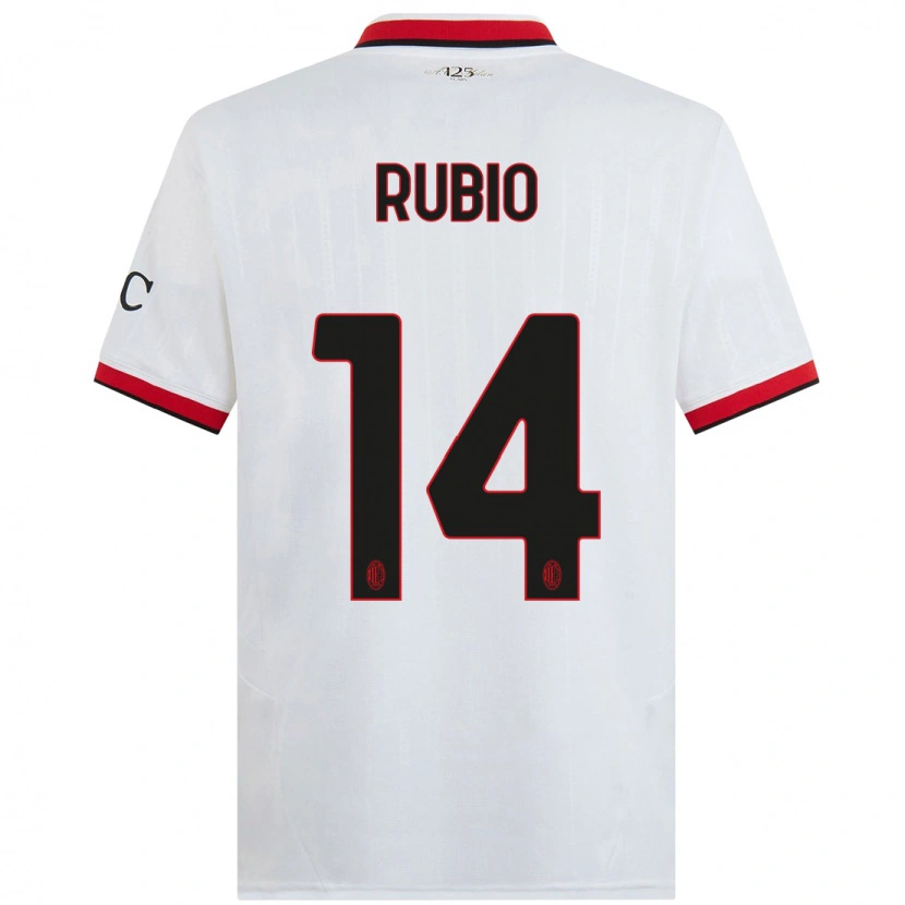 Danxen Niño Camiseta Silvia Rubio #14 Blanco Negro Rojo 2ª Equipación 2024/25 La Camisa México