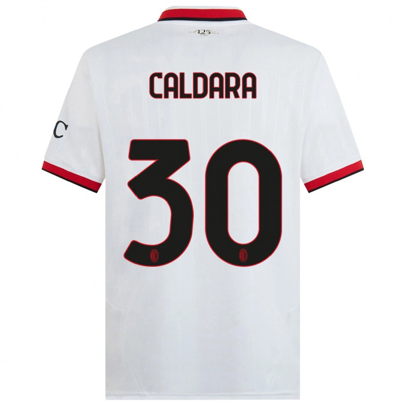 Danxen Niño Camiseta Mattia Caldara #30 Blanco Negro Rojo 2ª Equipación 2024/25 La Camisa México