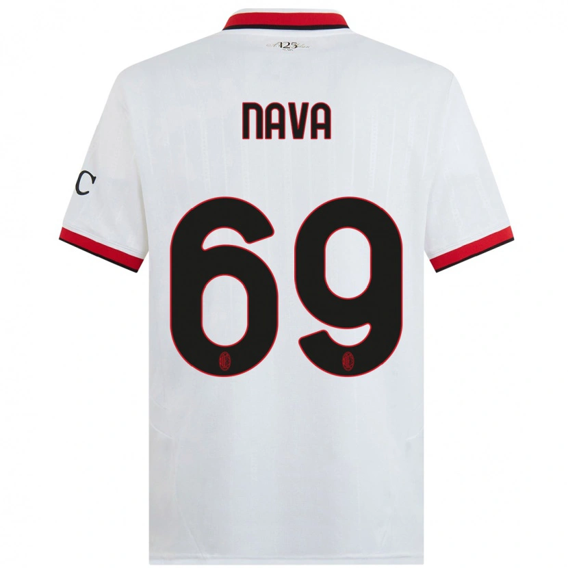 Danxen Niño Camiseta Lapo Nava #69 Blanco Negro Rojo 2ª Equipación 2024/25 La Camisa México