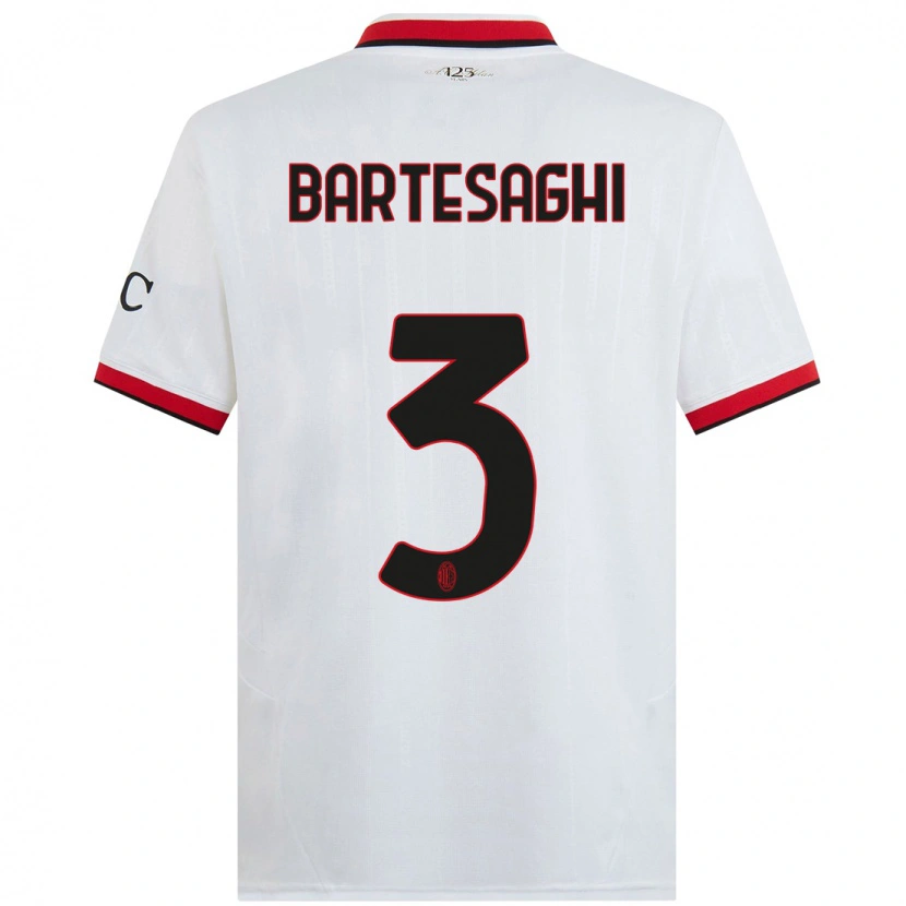 Danxen Niño Camiseta Davide Bartesaghi #3 Blanco Negro Rojo 2ª Equipación 2024/25 La Camisa México
