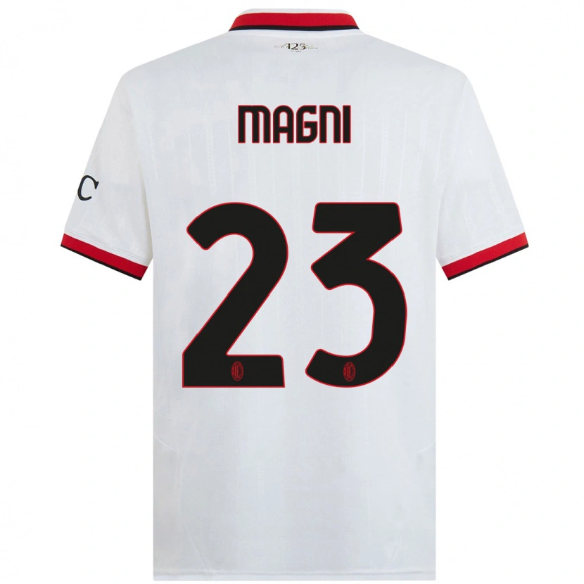 Danxen Niño Camiseta Vittorio Magni #23 Blanco Negro Rojo 2ª Equipación 2024/25 La Camisa México