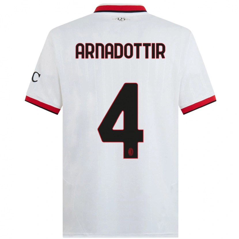Danxen Niño Camiseta Guony Arnadottir #4 Blanco Negro Rojo 2ª Equipación 2024/25 La Camisa México
