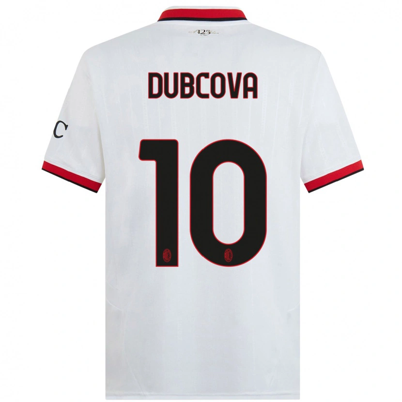 Danxen Niño Camiseta Kamila Dubcova #10 Blanco Negro Rojo 2ª Equipación 2024/25 La Camisa México