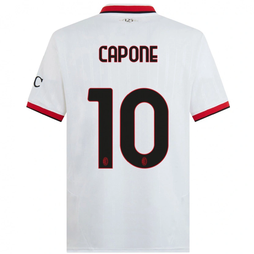 Danxen Niño Camiseta Andrea Capone #10 Blanco Negro Rojo 2ª Equipación 2024/25 La Camisa México