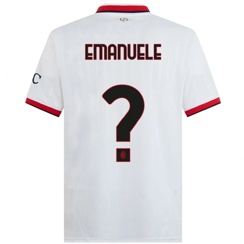 Danxen Niño Camiseta Emanuele Benedetti #0 Blanco Negro Rojo 2ª Equipación 2024/25 La Camisa México