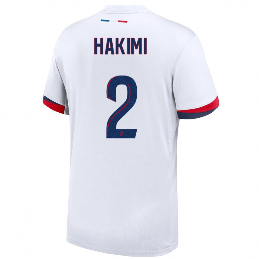 Danxen Niño Camiseta Achraf Hakimi #2 Blanco Azul Rojo 2ª Equipación 2024/25 La Camisa México