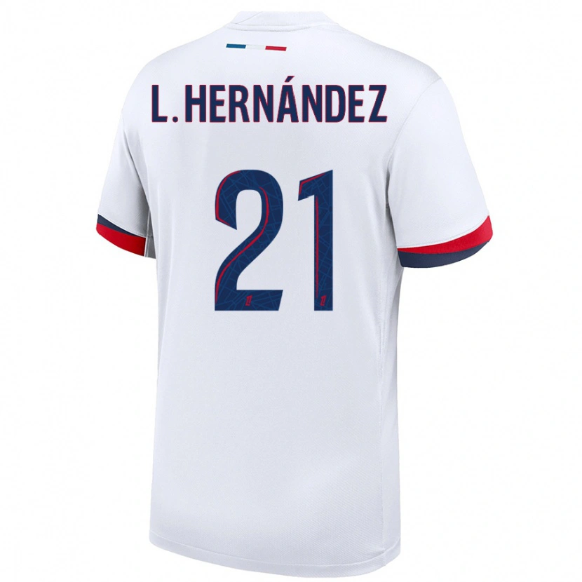 Danxen Niño Camiseta Lucas Hernández #21 Blanco Azul Rojo 2ª Equipación 2024/25 La Camisa México