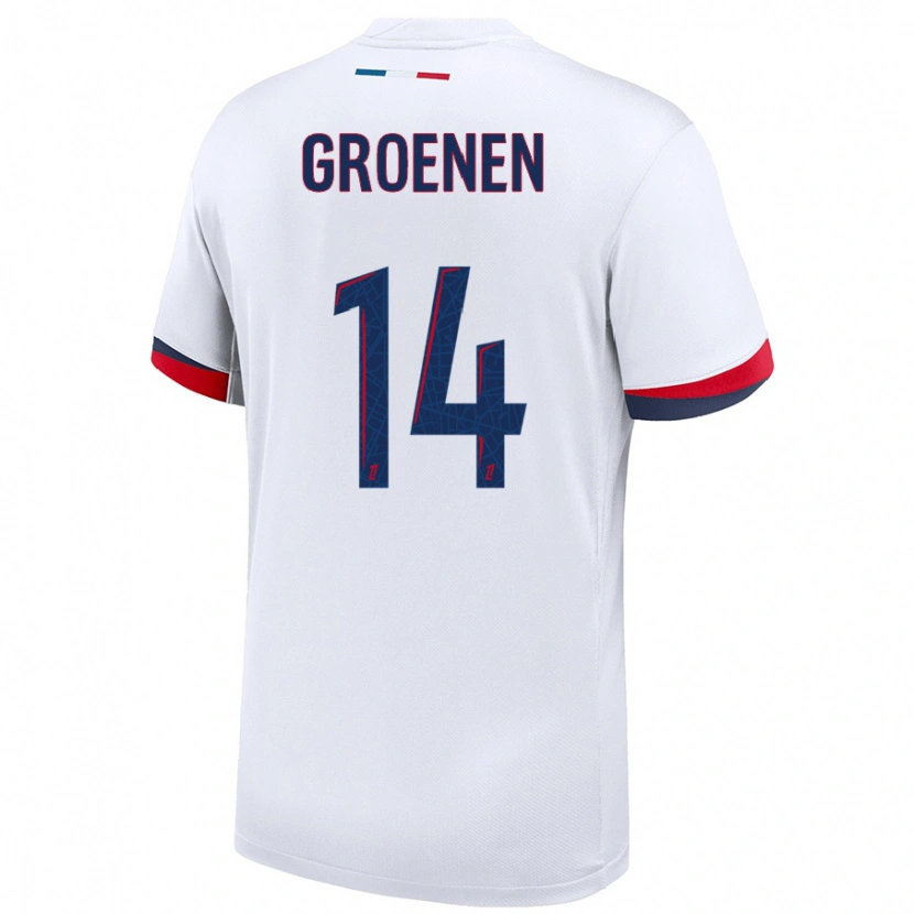 Danxen Niño Camiseta Jackie Groenen #14 Blanco Azul Rojo 2ª Equipación 2024/25 La Camisa México