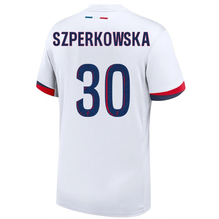 Danxen Niño Camiseta Oliwia Szperkowska #30 Blanco Azul Rojo 2ª Equipación 2024/25 La Camisa México