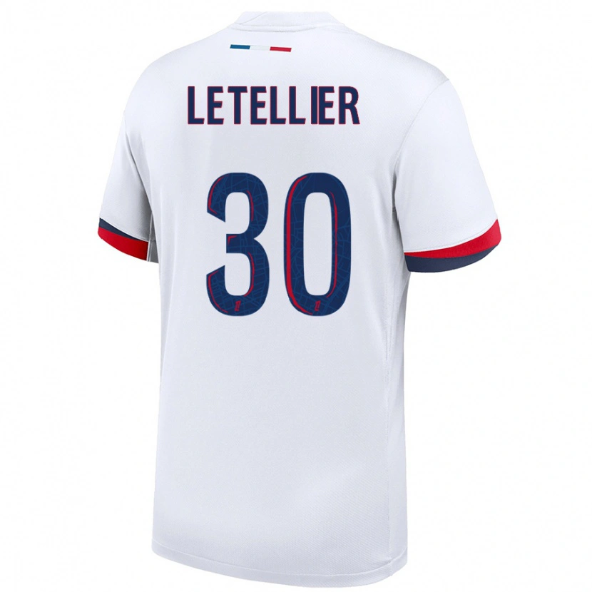 Danxen Niño Camiseta Alexandre Letellier #30 Blanco Azul Rojo 2ª Equipación 2024/25 La Camisa México