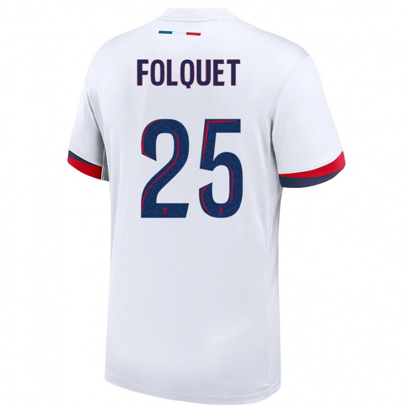 Danxen Niño Camiseta Magnaba Folquet #25 Blanco Azul Rojo 2ª Equipación 2024/25 La Camisa México