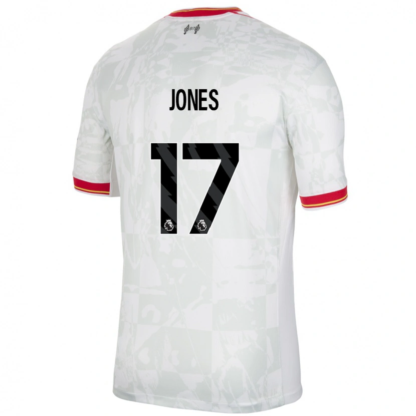 Danxen Niño Camiseta Curtis Jones #17 Blanco Rojo Negro Equipación Tercera 2024/25 La Camisa México