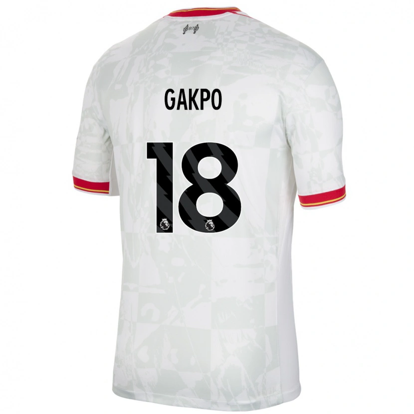 Danxen Niño Camiseta Cody Gakpo #18 Blanco Rojo Negro Equipación Tercera 2024/25 La Camisa México
