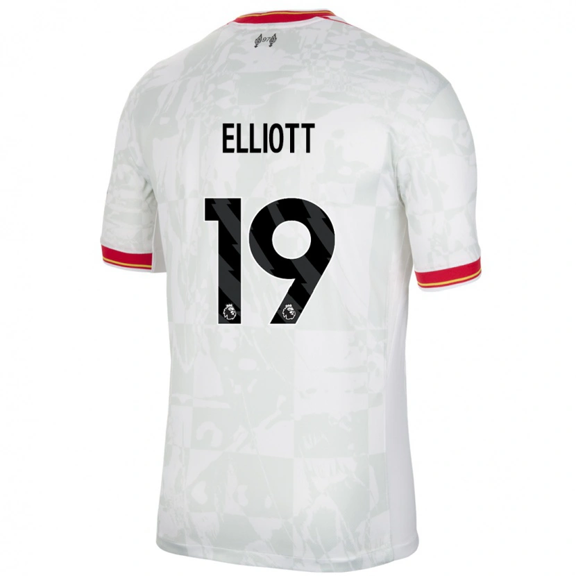 Danxen Niño Camiseta Harvey Elliott #19 Blanco Rojo Negro Equipación Tercera 2024/25 La Camisa México