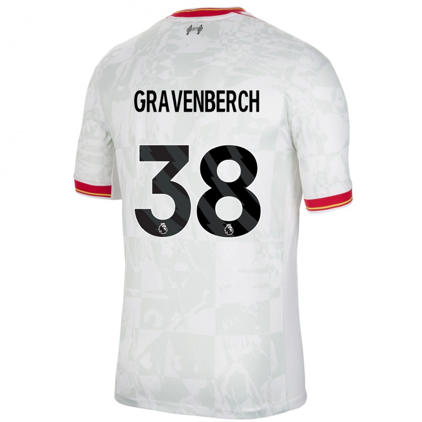 Danxen Niño Camiseta Ryan Gravenberch #38 Blanco Rojo Negro Equipación Tercera 2024/25 La Camisa México