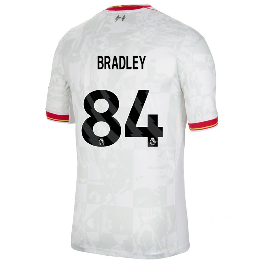 Danxen Niño Camiseta Conor Bradley #84 Blanco Rojo Negro Equipación Tercera 2024/25 La Camisa México