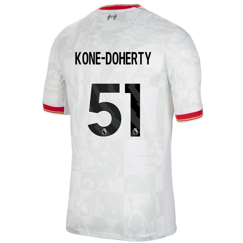 Danxen Niño Camiseta Trent Kone-Doherty #51 Blanco Rojo Negro Equipación Tercera 2024/25 La Camisa México