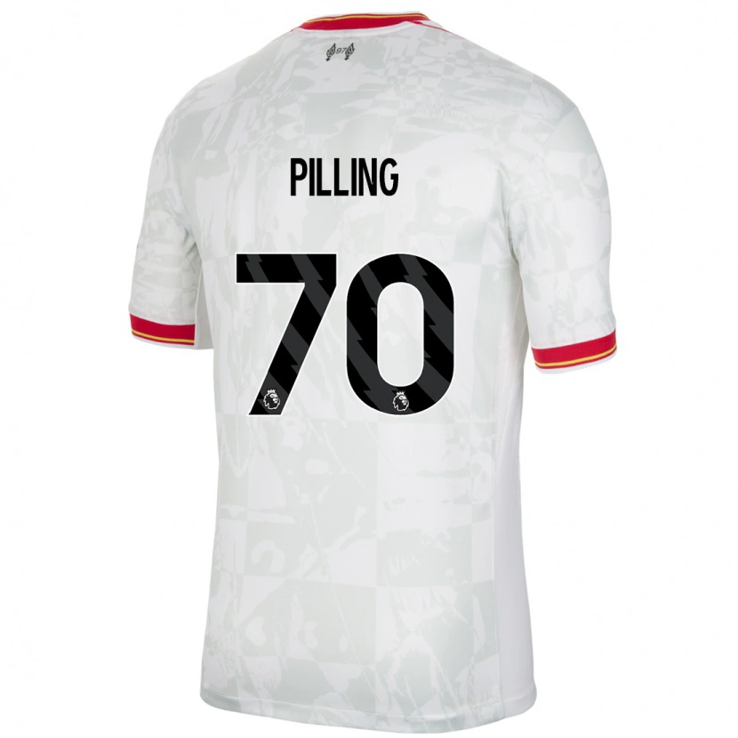 Danxen Niño Camiseta Tommy Pilling #70 Blanco Rojo Negro Equipación Tercera 2024/25 La Camisa México