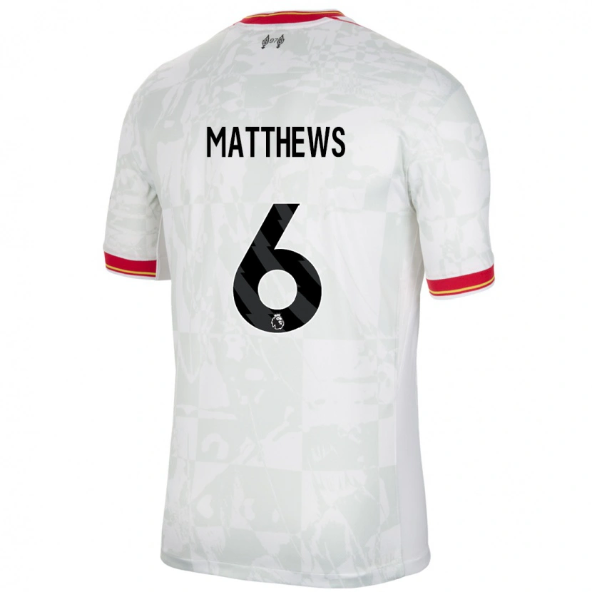 Danxen Niño Camiseta Jasmine Matthews #6 Blanco Rojo Negro Equipación Tercera 2024/25 La Camisa México