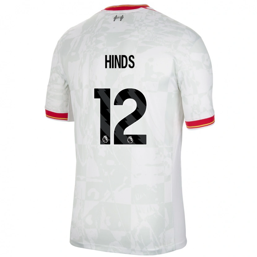 Danxen Niño Camiseta Taylor Hinds #12 Blanco Rojo Negro Equipación Tercera 2024/25 La Camisa México