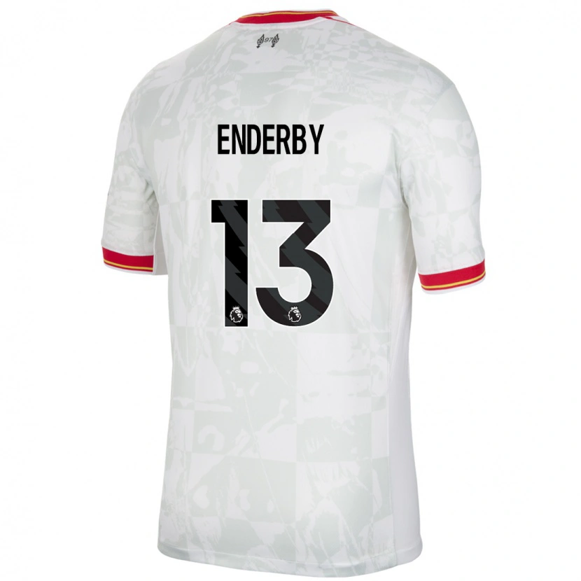 Danxen Niño Camiseta Mia Enderby #13 Blanco Rojo Negro Equipación Tercera 2024/25 La Camisa México
