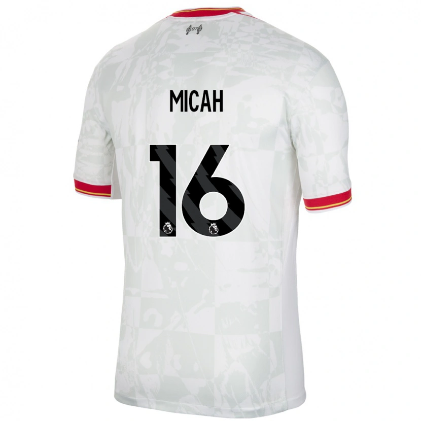 Danxen Niño Camiseta Teagan Micah #16 Blanco Rojo Negro Equipación Tercera 2024/25 La Camisa México