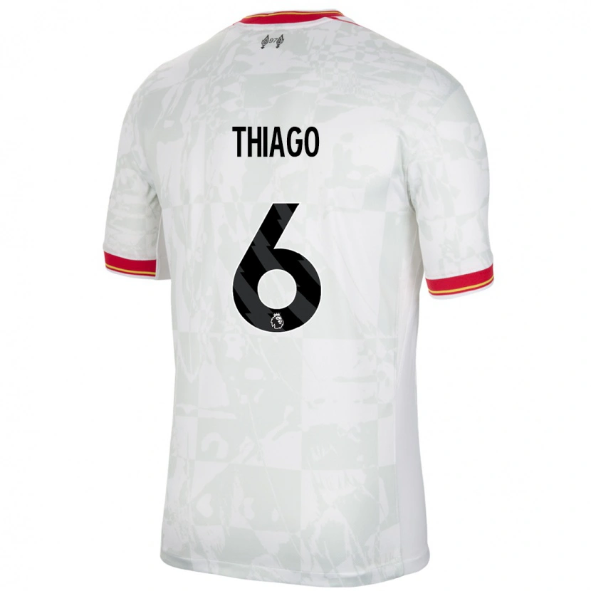 Danxen Niño Camiseta Thiago #6 Blanco Rojo Negro Equipación Tercera 2024/25 La Camisa México