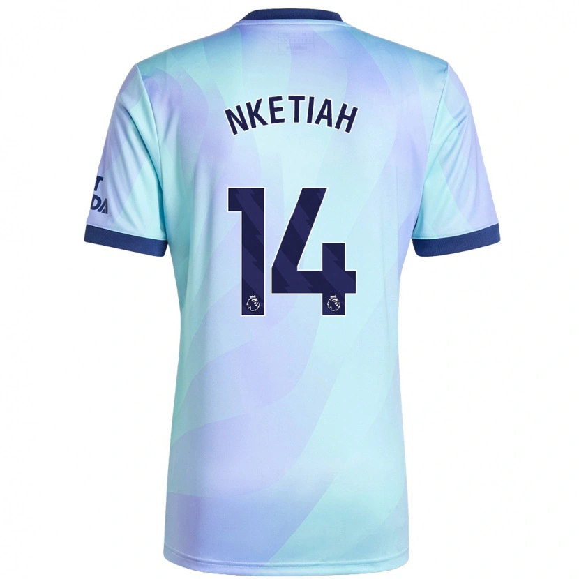 Danxen Niño Camiseta Eddie Nketiah #14 Agua Equipación Tercera 2024/25 La Camisa México