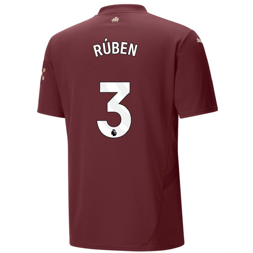 Danxen Niño Camiseta Rúben Dias #3 Granate Equipación Tercera 2024/25 La Camisa México