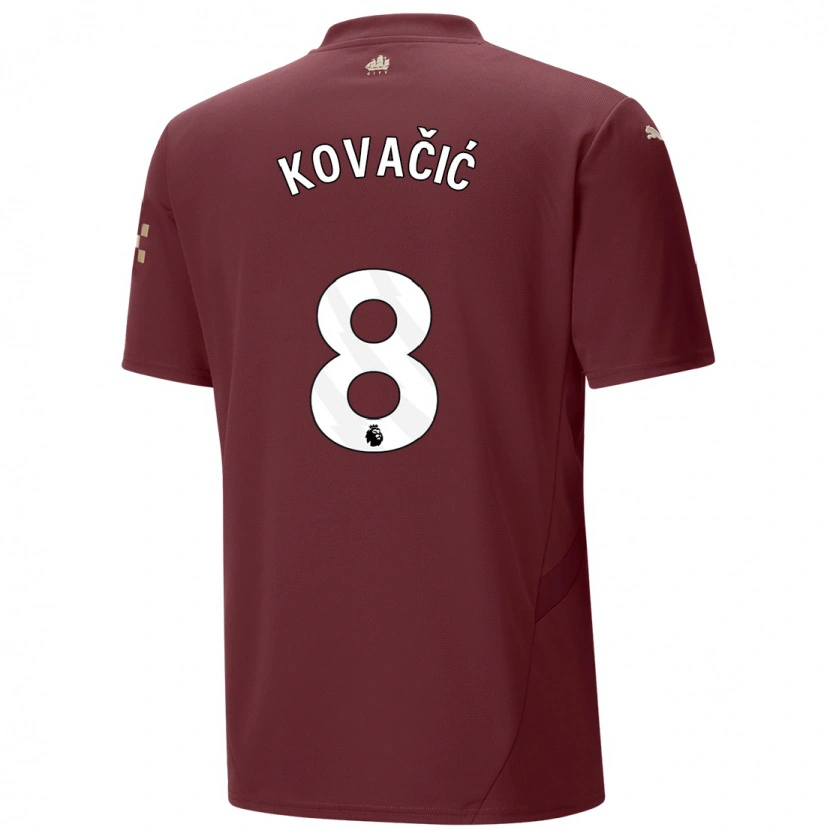 Danxen Niño Camiseta Mateo Kovacic #8 Granate Equipación Tercera 2024/25 La Camisa México