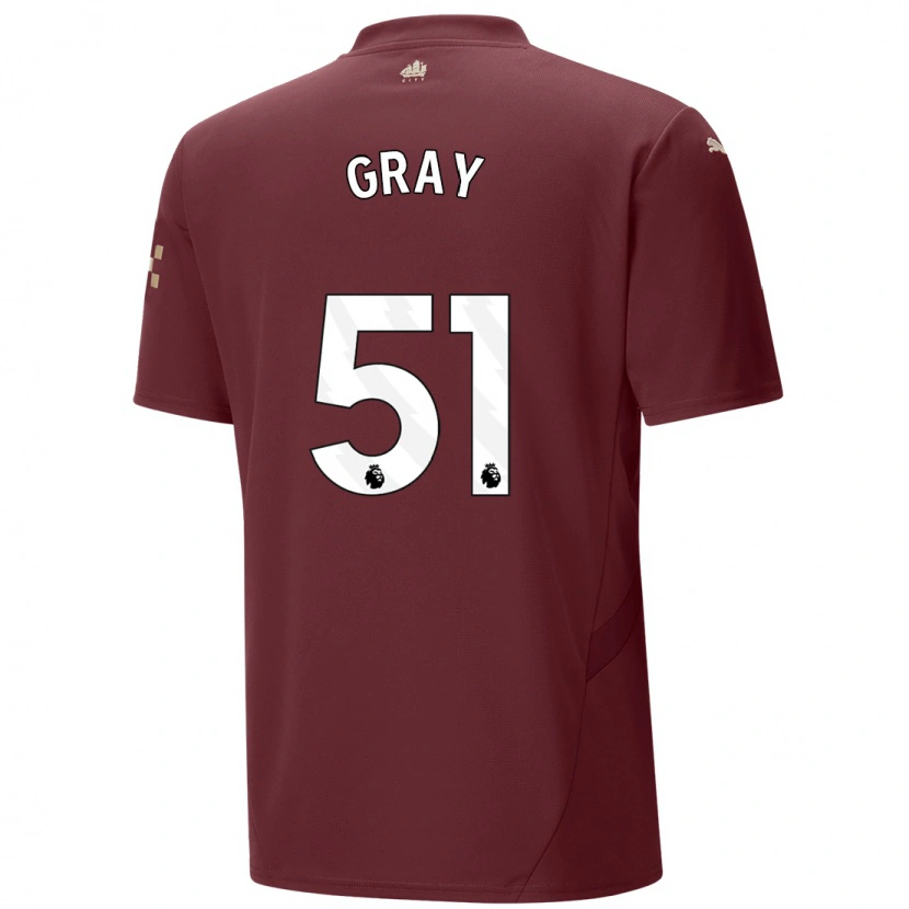 Danxen Niño Camiseta Charlie Gray #51 Granate Equipación Tercera 2024/25 La Camisa México